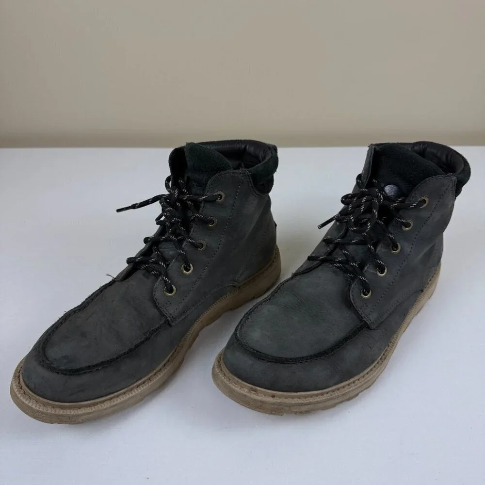 Sorel Waterproof Moc Toe Boots Grey Leather Lace Up NM3851-048